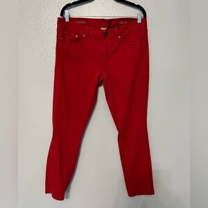 J.Crew Toothpick Skinny Red Jeans 32 Ankle